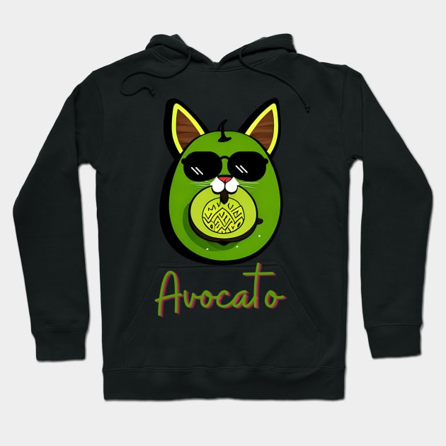 Avocato Funny Cute Cat Avocado Vegan And Cat Lover Kitten Hoodie by Adam4you